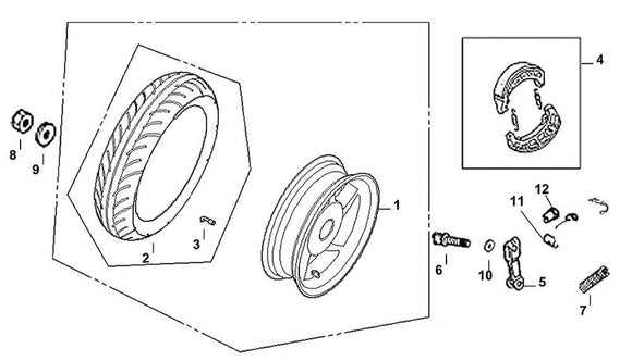 Cabo 125 – F 10 Rear Wheel – 04 RR. Brake Shoe ASSY