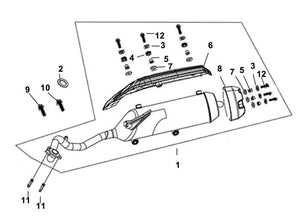 Cabo 125 – F 15 Exhaust Muffler – 10 Flange Bolt 8x55