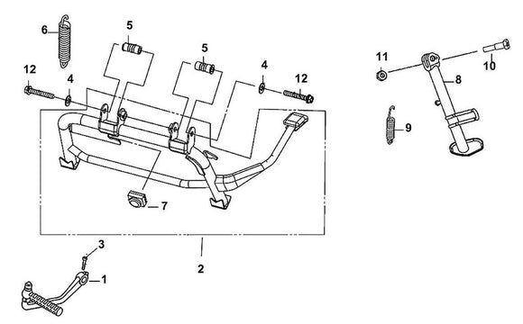 Cabo 125 – F 16 Main Stand / Kick Starter Arm – 02 Main Stand ASSY