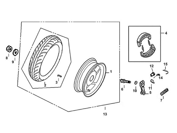 Cabo 50 – F 10 Rear Wheel – 04 - Rr. Brake Shoe ASSY