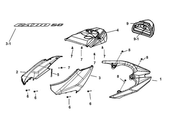 Cabo 50 – F 07 Body Cover – 04 - RR. Center Cover