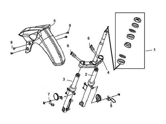 Cabo 50 – F 08 Steering Stem, Front Cushion – 07 - FR Brake Cable Guide