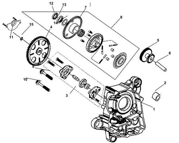 Cabo 200i – E-04 R Crank Case & Oil Pump Assy – 01 R. Crank Case COM