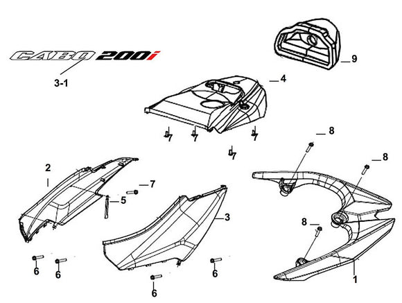 Cabo 200i – F-07 Body Cover – 09-1 Tail Light Bulb