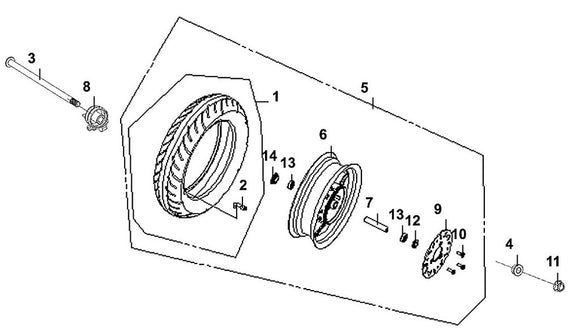 Cabo 200i – F-09 Front Wheel – 03 FR. Wheel Axle M10*172