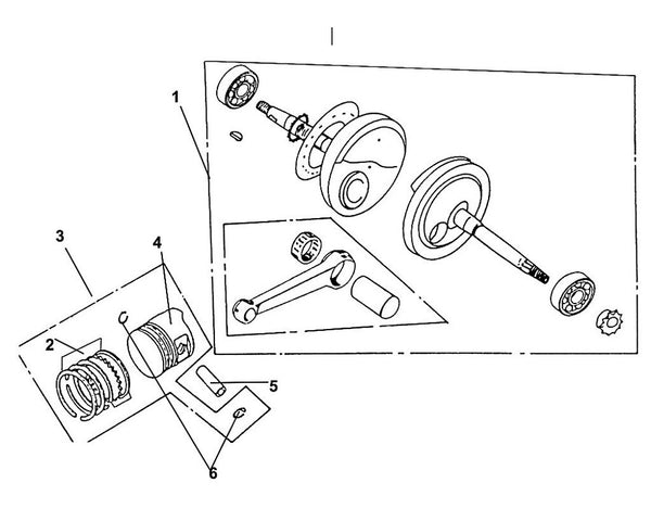 Cali Classic 125 – E 16 Crank Shaft / Piston – 01 Crank Shaft Comp