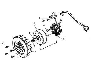 Cali Classic 125 – E 08 Generator / Fly Wheel – 01 Cooling Fan Comp