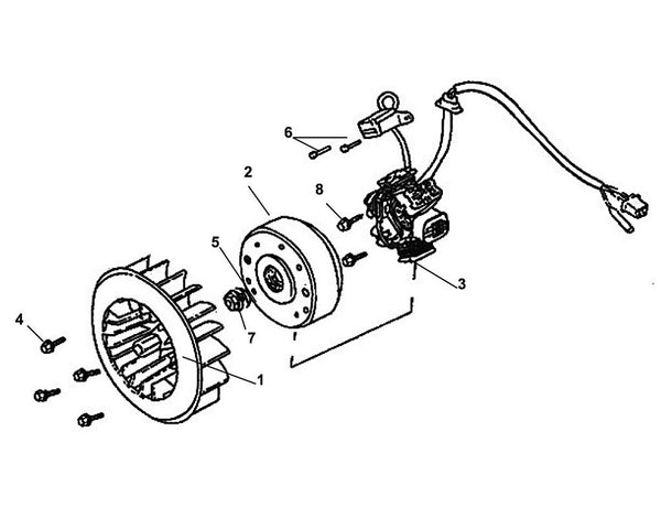 Cali Classic 125 – E 08 Generator / Fly Wheel – 01 Cooling Fan Comp