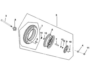 Cali Classic 125 – F 10 Front Wheel – 08 SPDMT Gear Box ASSY