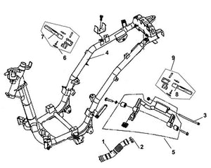 Cali Classic 125 – F 21 Framer Body / Engine Hanger – 07 RH. Pillion Step