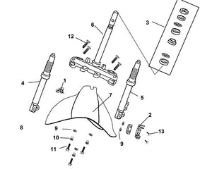 Cali Classic 125 – F 09 Steering Stem / Front Cushion – 01 Cable Guide