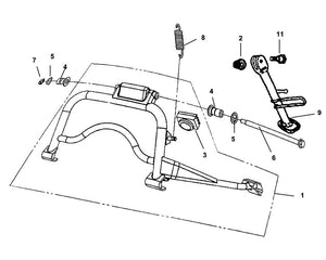 Cali Classic 200i – F 17 Main Stand / Kick Starter Arm – 09 Side Stand