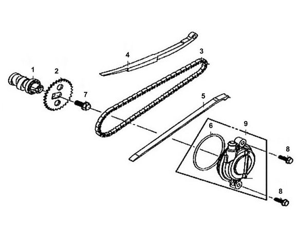 Cali Classic 50 – E-03 Cam Shaft & Cyl. Head L. Side Cover – 03 Cam Chain