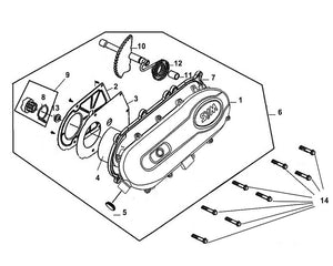 Cali Classic 50 – E-08 L. Crank Case Cover – 06 L Crank Case Cover