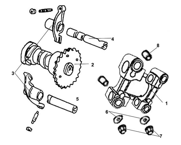 Havana Classic 125 – E 04 Cam Shaft / Valve – 05 EX. Rocker Arm Shaft