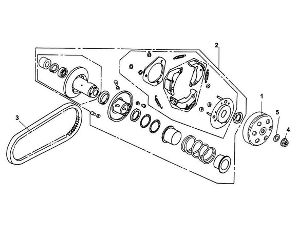 Havana Classic 125 – E 13 Driven Pulley – 01 Clutch Hub