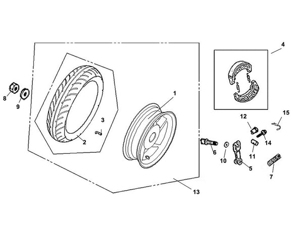 Havana Classic 125 – F 11 Rear Wheel – 12 Brake Arm Joint B