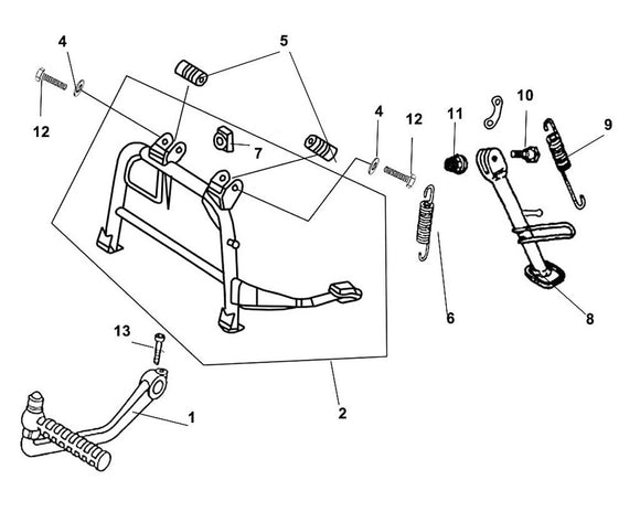 Havana Classic 125 – F 17 Main Stand / Kick Starter Arm – 11 HEX. Nut 8MM