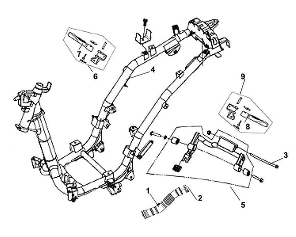 Havana Classic 125 – F 21 Frame Body / Engine Hanger – 02 L. Cover Duct Band