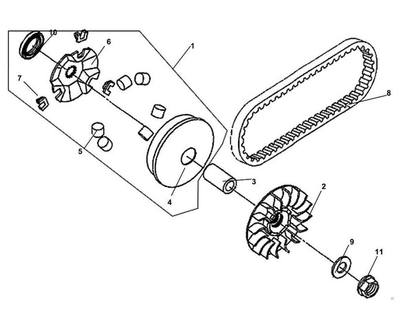 Havana Classic 200i – E 09 Movable Drive Face Assy – 01 Movable Drive Face ASSY