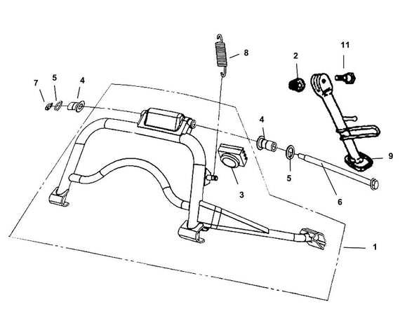 Havana Classic 200i – F 17 Main Stand / Kick Starter Arm – 01 Main Stand ASSY