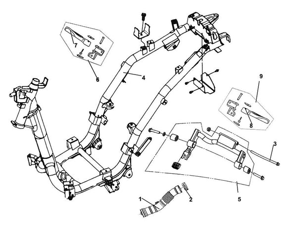 Havana Classic 200i – F 21 Frame Body / Engine Hanger – 08 LH. Pillion Step