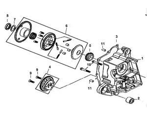 Havana Classic 50 – E 04 R Crank Case & Oil Pump Assy – 09 Flat Screw 6X25