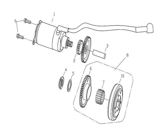 Italian Classic 150 – E-09 STARTING MOTOR – 03 - AXLE, STARTING REDUCTION GEAR