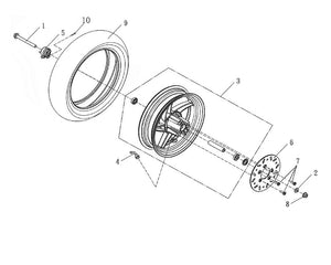 Italian Classic 150 – F-10 FRONT WHEEL ASSY – 01 - FR. WHEEL AXLE