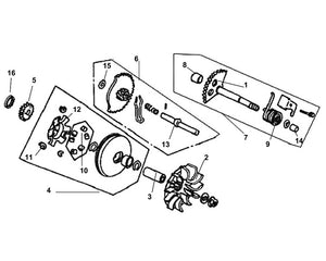 PCH 125 – E 12 Drive Case / Kick Starter Spindle – 04 Movable Drive Face ASSY