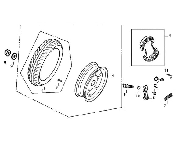 PCH 125 – F 11 Rear Wheel – 07 RR. BRK. Arm Return SRG