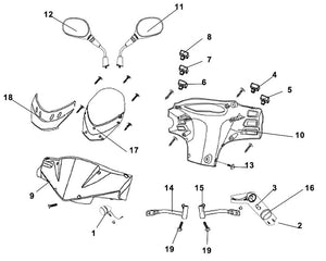 PCH 200i – F 05 Front Cover / Handle Cover – 11 R. Back Mirror