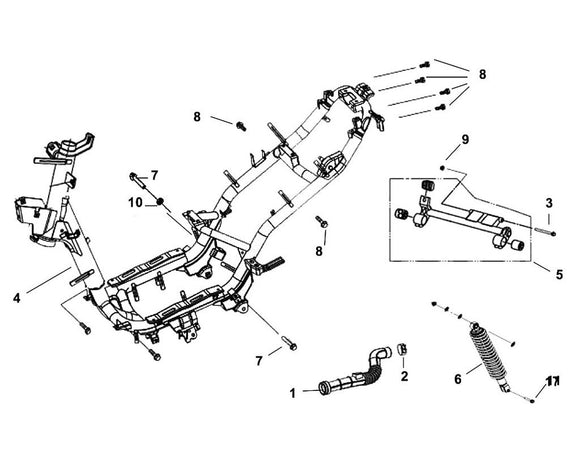 PCH 200i – F 20 Frame Body / Engine Hanger – 04 Frame Body Comp