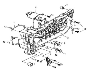 Soho 50 – E 12 Crank Case – 08 Start Motor ASSY