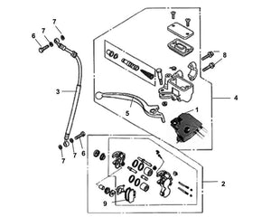 Soho 50 – F 04 Front Brake Master Cylinder – 09 Pad A & B Set